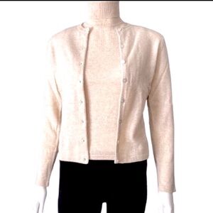 NWOT Exhibition 💯 Cashmere Cardigan Turtleneck Top Set Size M
